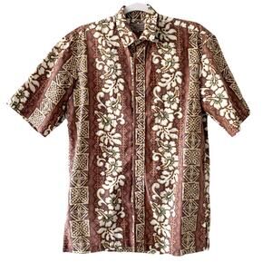 Vintage Island Traditions Mens Hawaiian Short Sleeve Button Up Shirt